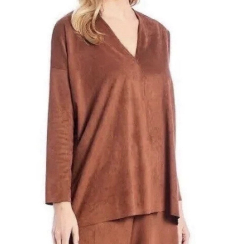 Bryn Walker Top Baxter Faux Suede Tunic in Sequoia Brown Size 3X 66" Bust NWT